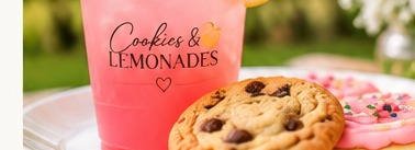 Catering table with cookies and lemonade