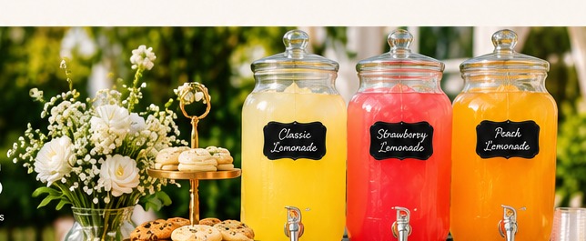 Cookies and lemonade catering display